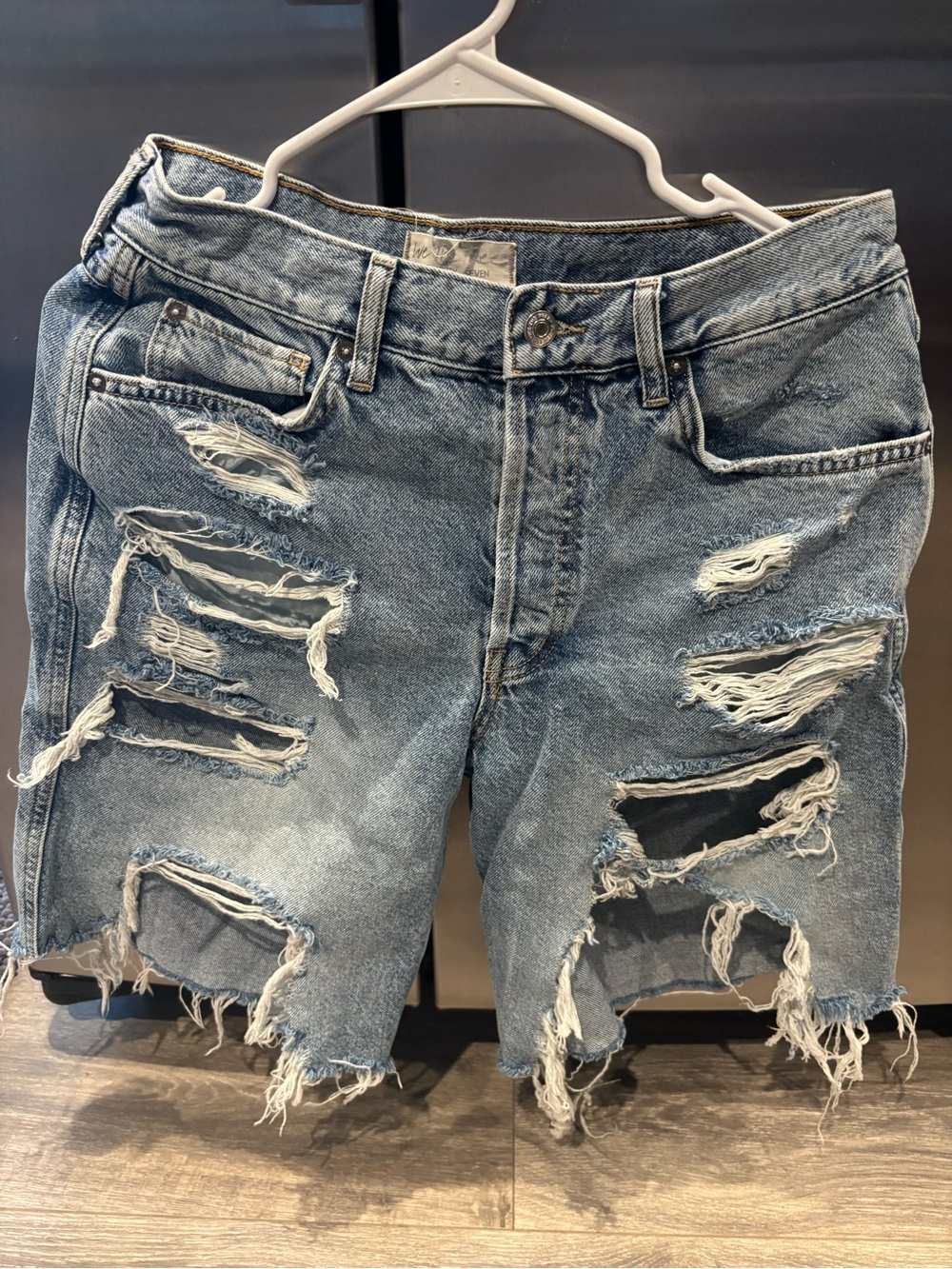 We The Free Distressed Light Blue Denim Jean Shorts